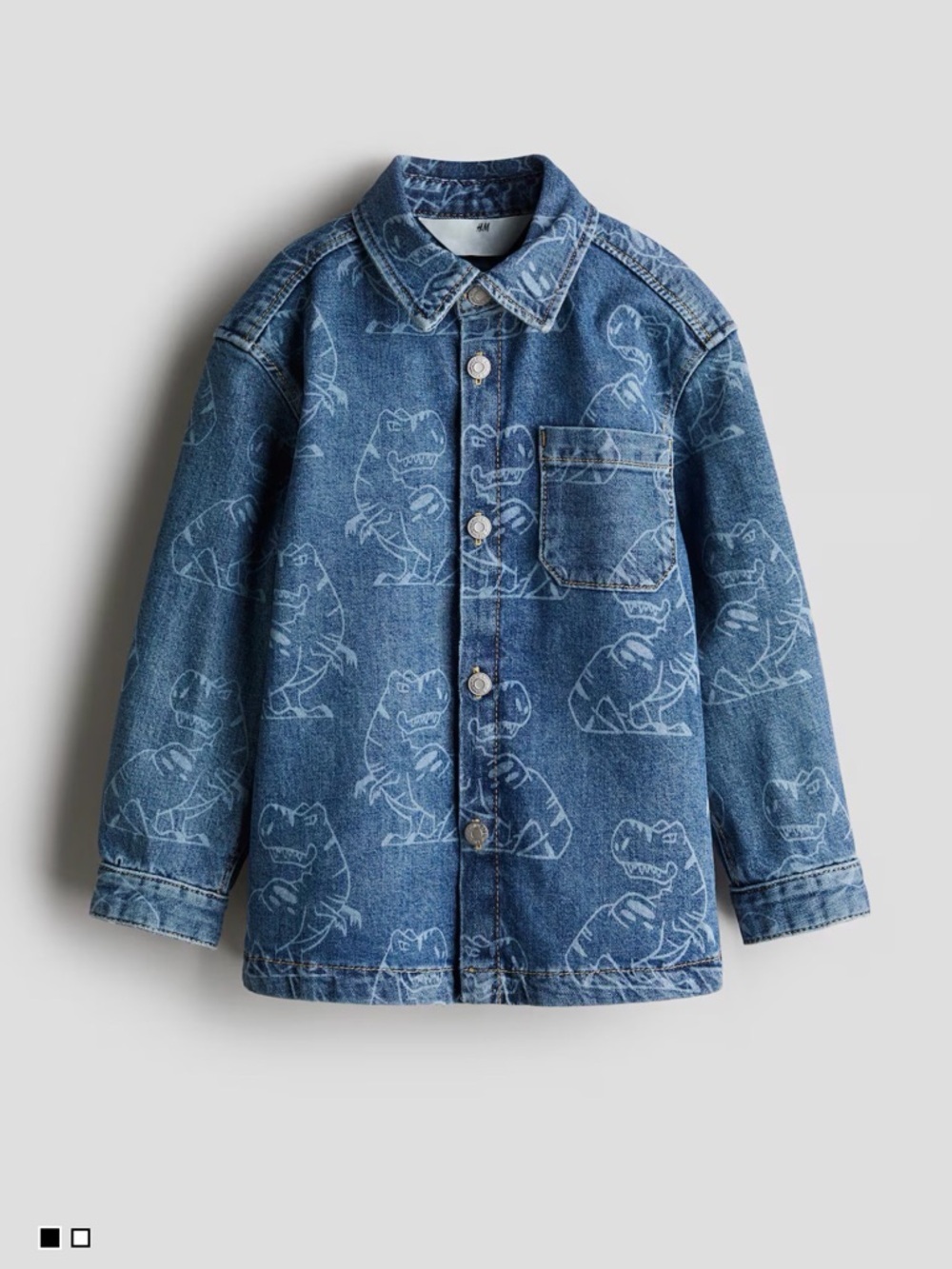 H&M Blue Denim Kids Jacket with Dinosaur Print